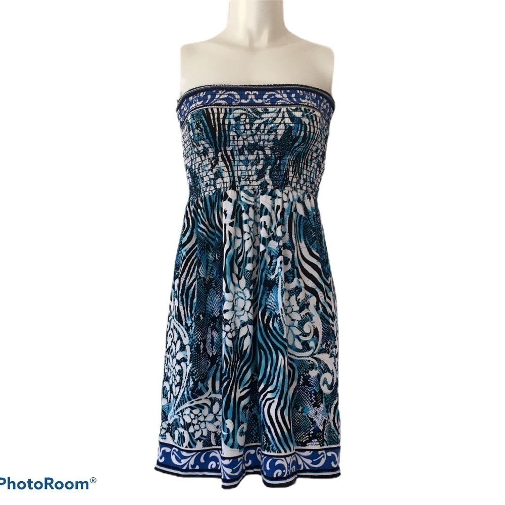 Cache strapless dress with shirred bodice